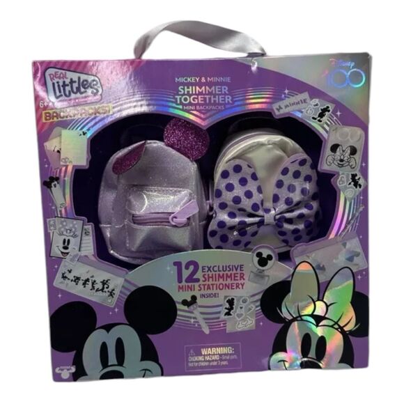Real Littles Disney Backpack Mickey & Minnie Shimmer 2 Mini Backpacks New In Box - Picture 1 of 5